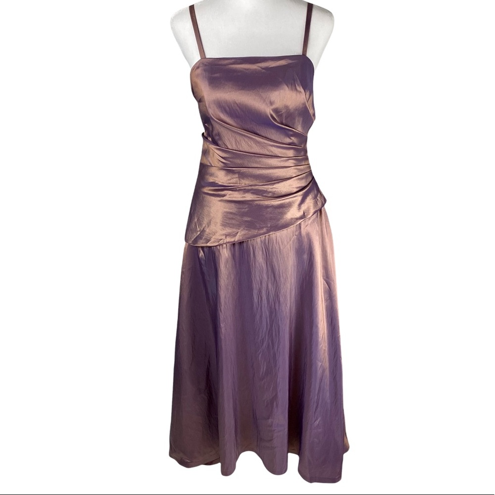 DA VINCI Iridescent Purple Long Spaghetti Prom Bridesmaid Cocktail Dress Gown 10